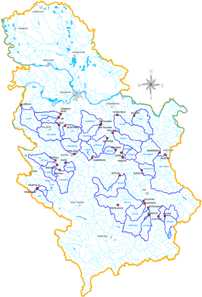 mapa srbije sa rekama RHMZ   Republički Hidrometeorološki zavod Srbije Kneza Višeslava  mapa srbije sa rekama