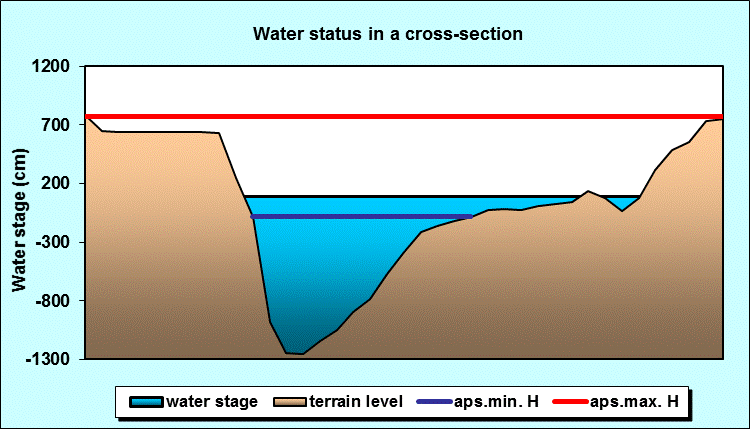 Water status in a cross - section