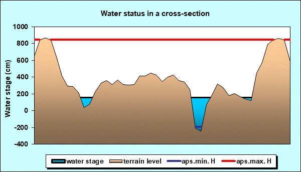 Water status in a cross - section