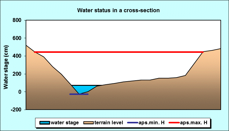 Water status in a cross - section