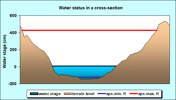 Water status in a cross - section