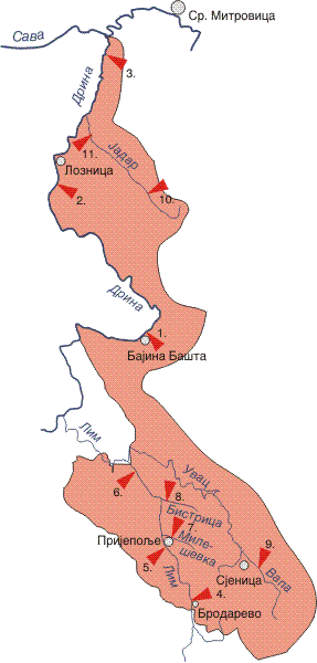Мрежа станица површинских вода - Слив реке Дрина