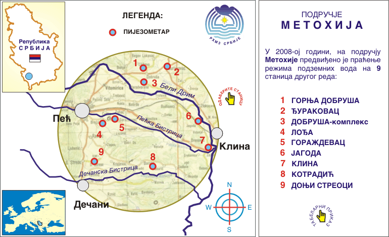 Мрежа станица подземних вода - подручје Метохија