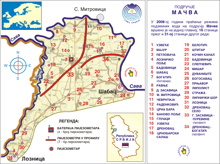 Мрежа станица подземних вода - подручје Мачва