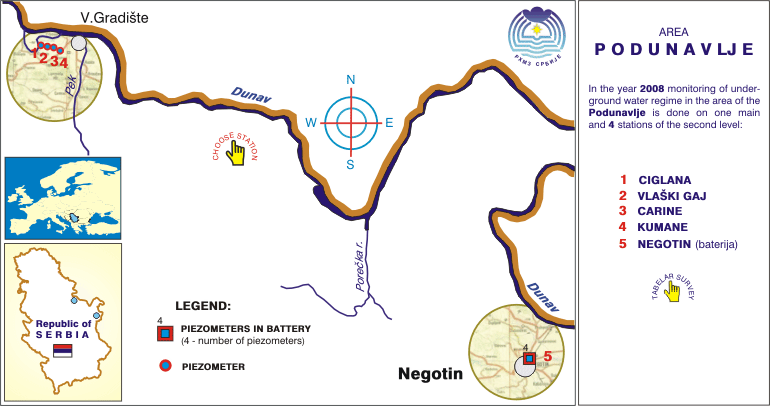 Underground water station network - area Podunavlje