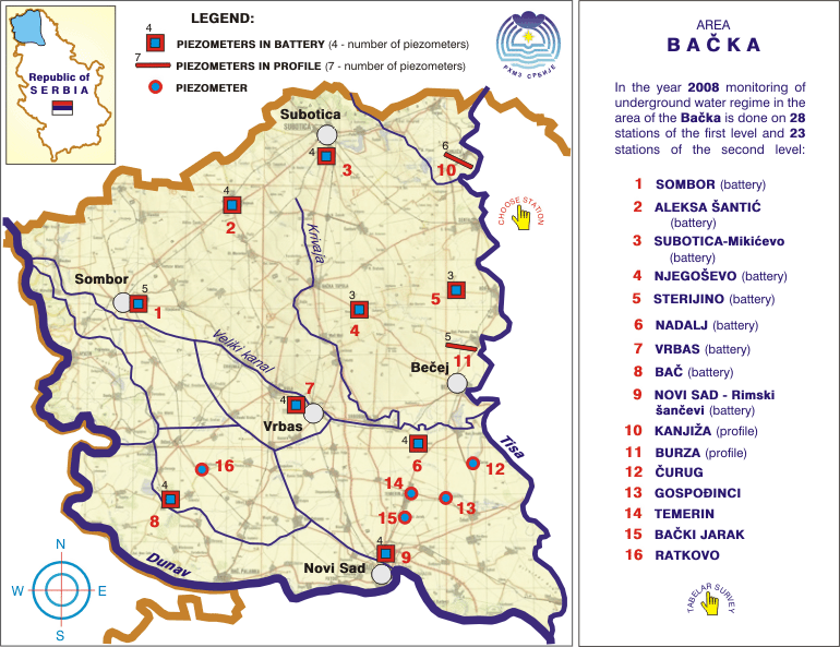 Underground water station network - area Bačka