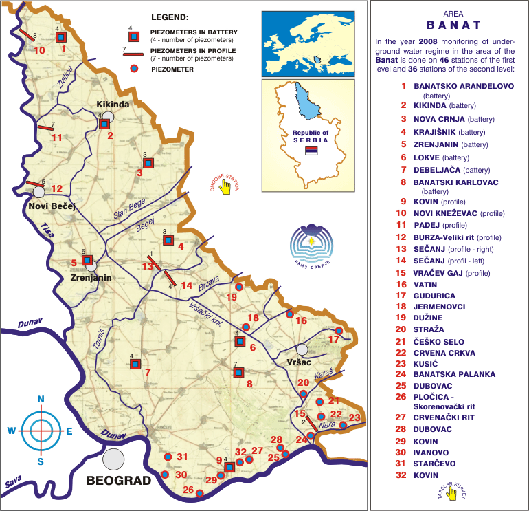 Underground water station network - area Banat
