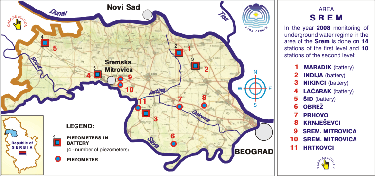 Underground water station network - area Srem