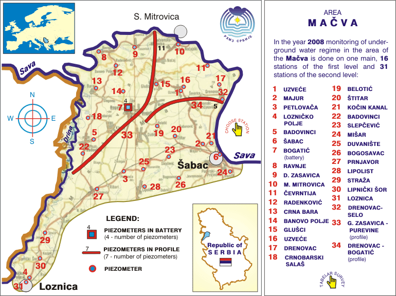 Underground water station network - area Mačva