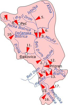 Surface water station network - The Beli Drim basin