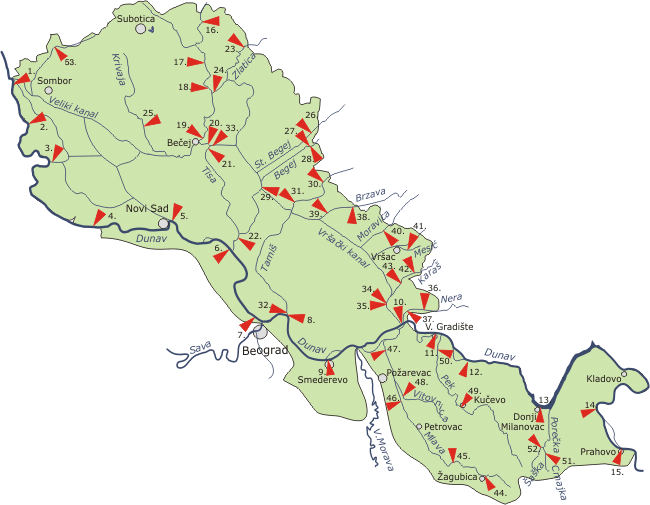 Surface water station network - The Dunav basin