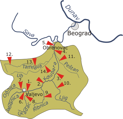 Surface water station network - The Kolubara basin