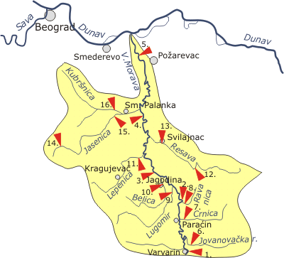 Surface water station network - The Velika Morava basin