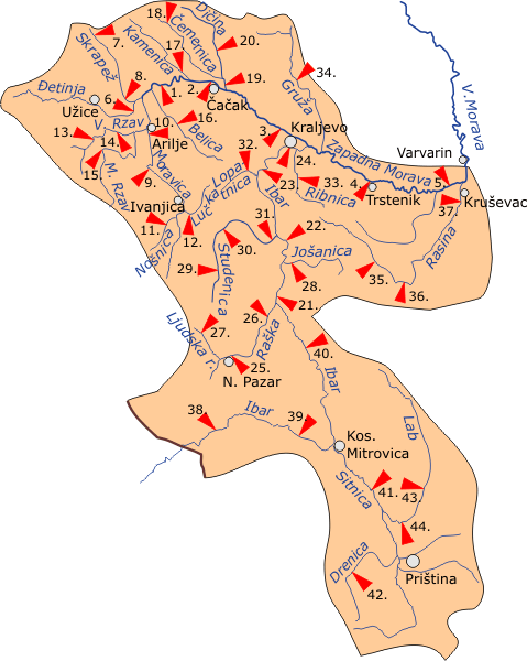 Surface water station network - The Zapadna Morava basin