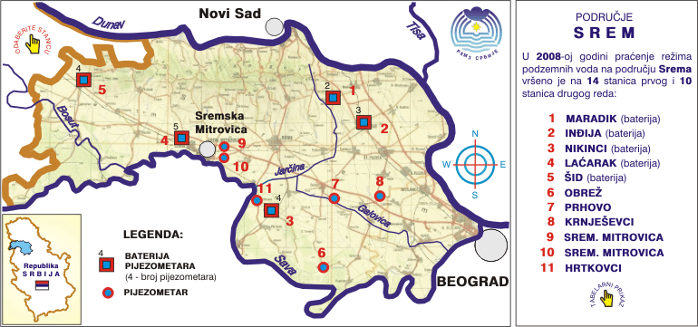 Mreža stanica podzemnih voda - područje Srem